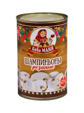 Баба маня. Шампиньоны целые баба Маня ж/б 425г. Шампиньоны баба Маня резаные 425мл. Консервы баба Маня. Продукция баба Маня.