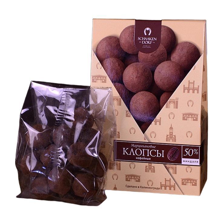 Марципановые клопсы ШААКЕН ДОРФ кофе с шоколадом 150 гр., картон