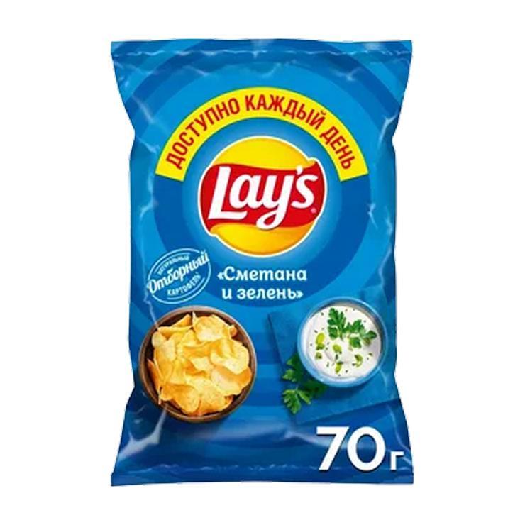 Чипсы Lay's сметана зелень 70 гр., флоу-пак