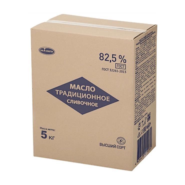 Масло сладко-сливочное Экомилк традиционное 82,5% 5 кг., картон