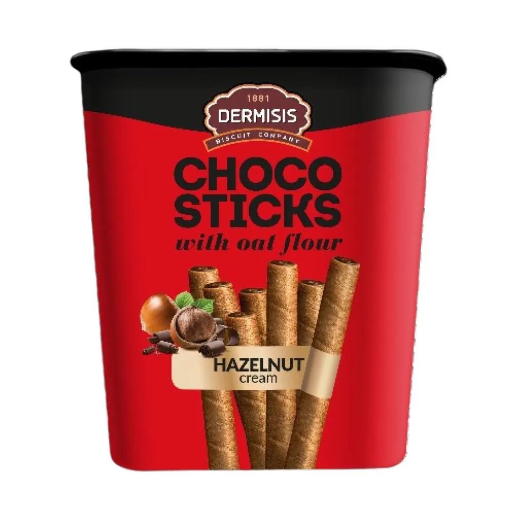 Вафельные трубочки Dermisis с шоколадно-ореховой начинкой пралине choco sticks 310 гр., ПЭТ