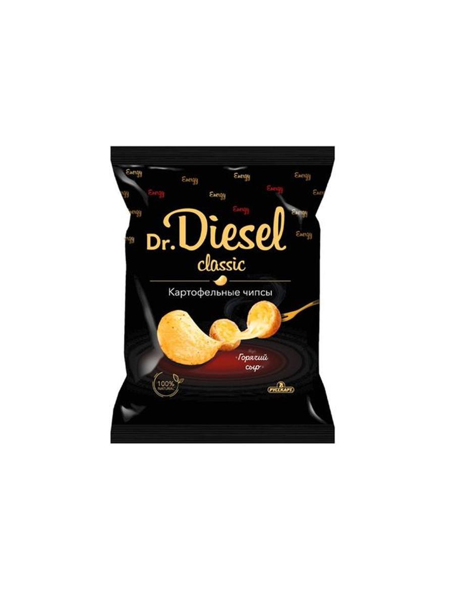 Чипсы Русскарт Dr. Diesel картофельные горячий сыр 120 гр., флоу-пак