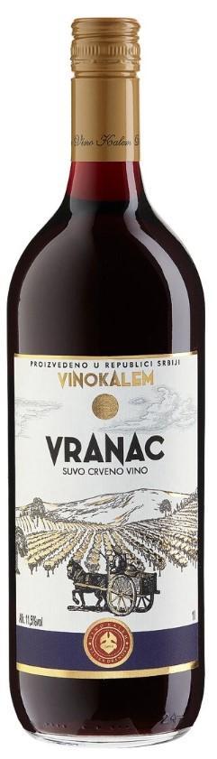 Вино Винокалем Вранац сортовое ординарное сухое красное 11,5% Сербия 1 л., стекло