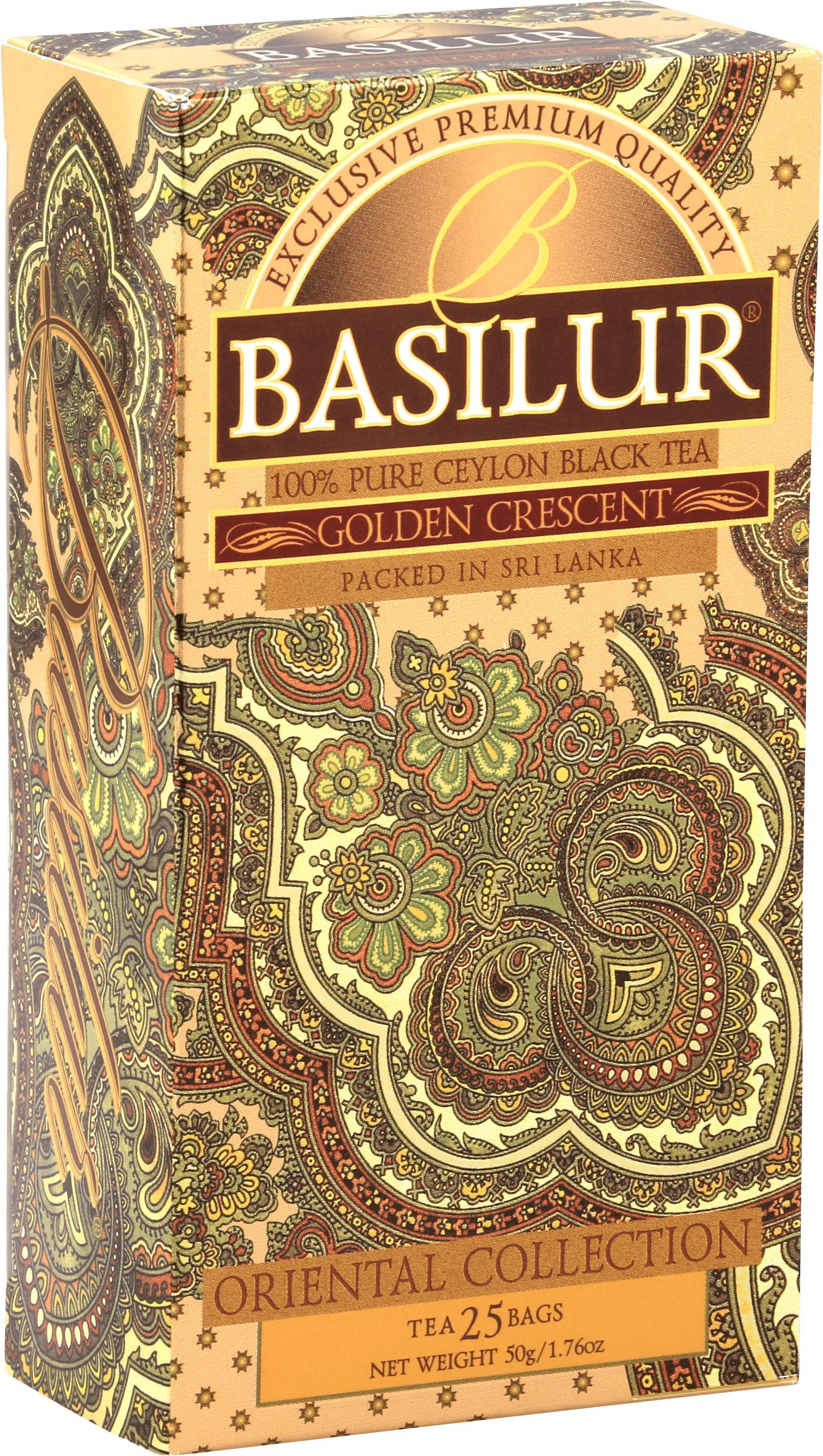 Чай Basilur Golden Crescent черный листовой 25 пакетиков 50 гр., картон