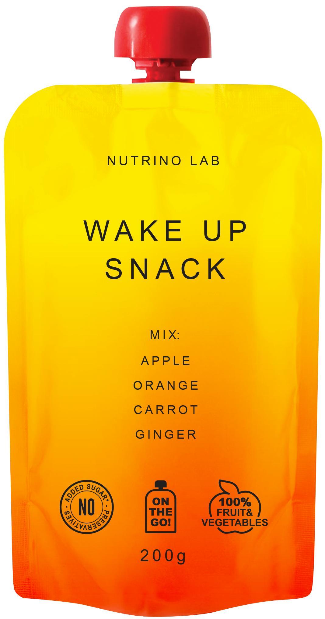 Пюре фруктовое Nutrino Lab wake up snack яблоко апельсин и морковь с добавлением имбиря, 200 гр., дой-пак