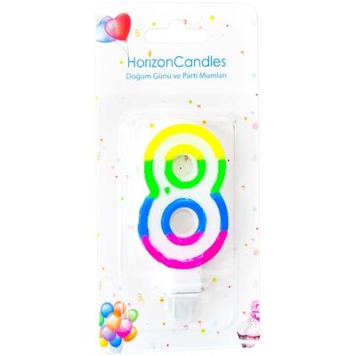 Свеча для торта цифра 8 разноцветная HorizonCandle