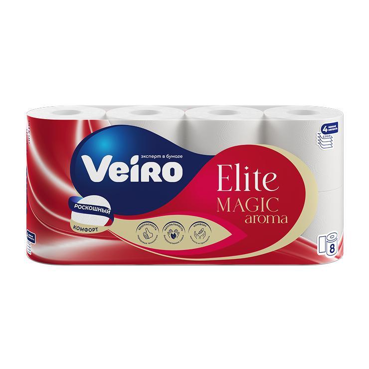 Туалетная бумага Veiro Elite Aroma Magic белая четырехслойная 8 шт., пакет
