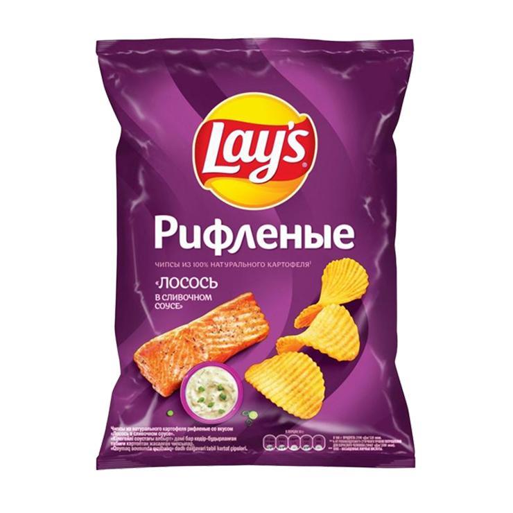 Чипсы Lay's рифленые лосось в сливочном соусе 140 гр., флоу-пак