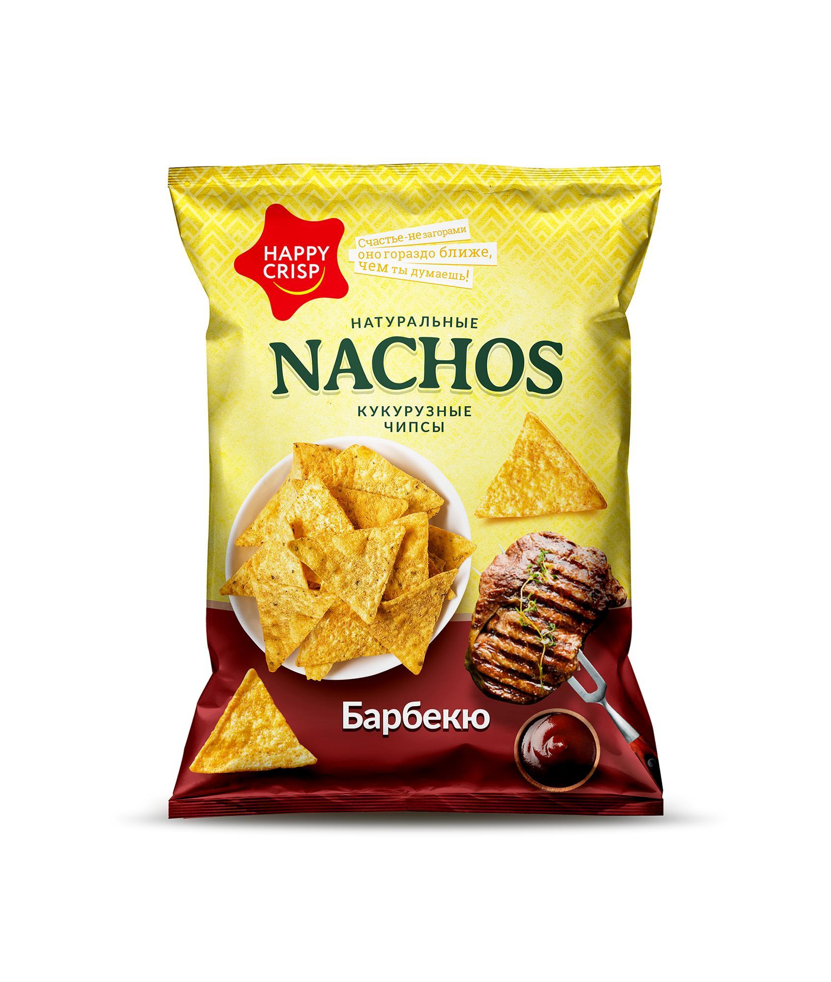 Чипсы Happy Nachos кукурузные со вкусом барбекю 150 гр., флоу-пак