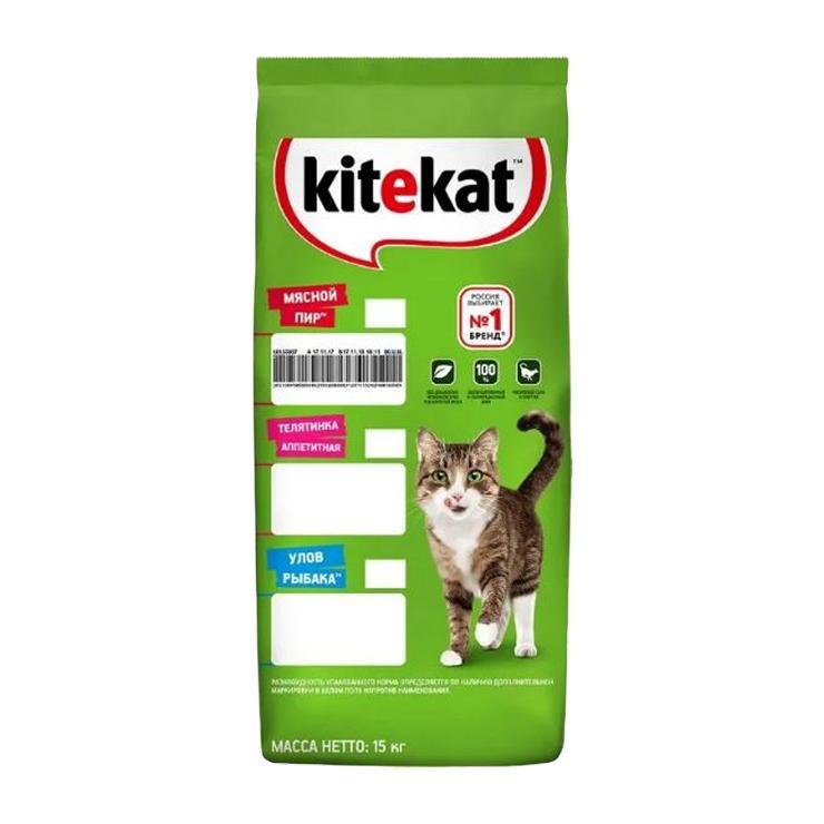 Сухой корм для кошек Kitekat мясной пир 15 кг., дой-пак