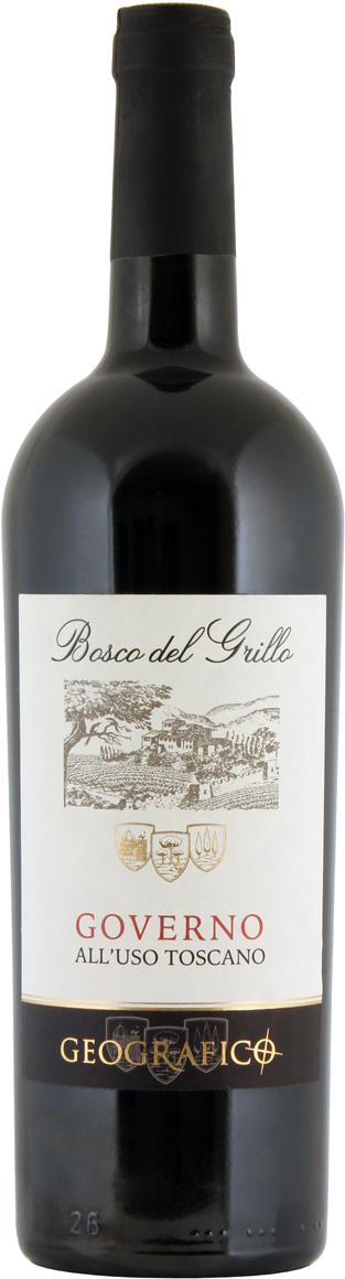 Вино красное сухое Chianti Geografico Bosco del Grillo Governo all'uso Toscano 13 %, 2017 год, Италия, 750 мл., стекло