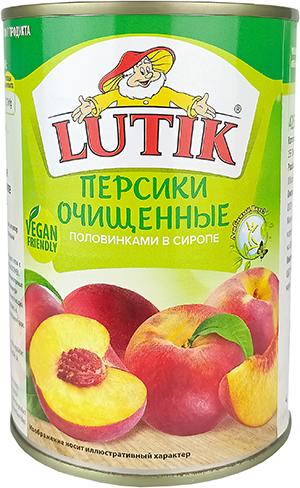 Персики Lutik очищенные половинками в сиропе 425 мл., ж/б