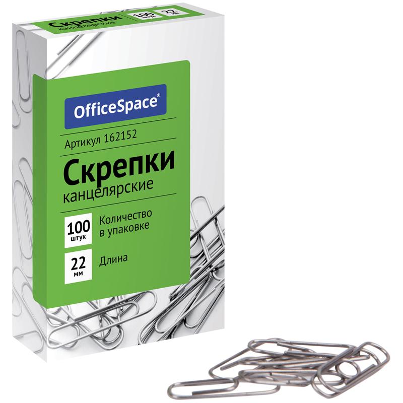 Скрепки 22мм, OfficeSpace, 100шт., карт. упак.