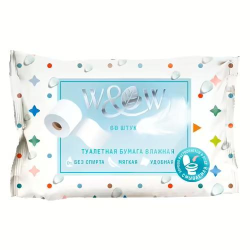 Туалетная бумага влажная W&W 60 шт., флоу-пак