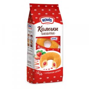Колечки Kovis бисквитные клубника 40 гр., флоу-пак