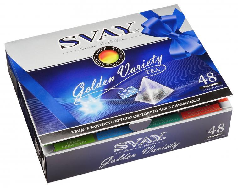 Чай Svay Golden Variety черный зеленый и травяной в пирамидках, 120 гр., картон
