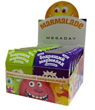 Мармелад жевательный Megaday Лайм-Ежевика, 20 гр., картонная коробка