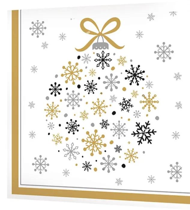 Салфетки бумажные Bulgaree Green 3-слойные 20 штук 33*33см Украшение Нового года золото & серебро, целлофан