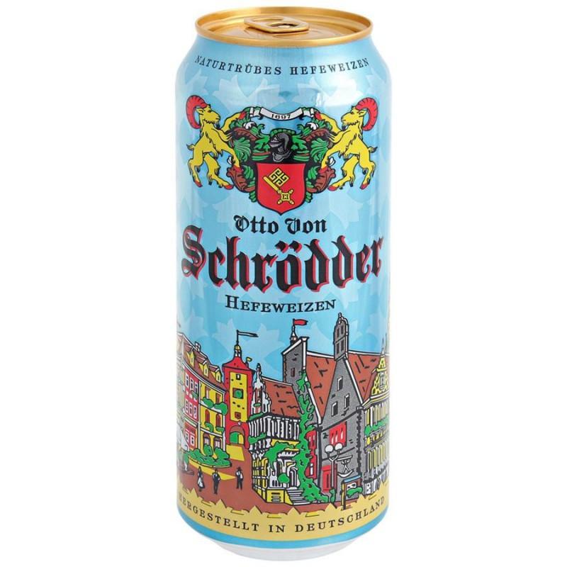 Пиво Otto von Schrödder Hefeweizen светлое пшеничное пастеризованное нефильтрованное 5% 500 мл., ж/б
