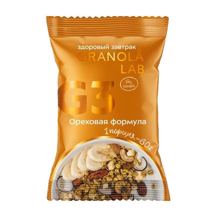 Гранола Granola.lab G3 ореховая формула 60 гр., флоу-пак