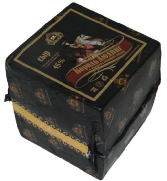 Сыр полутвердый Бабушкина крынка Король Людвиг с ароматом топленого молока 45% квадрат 2 кг., картон