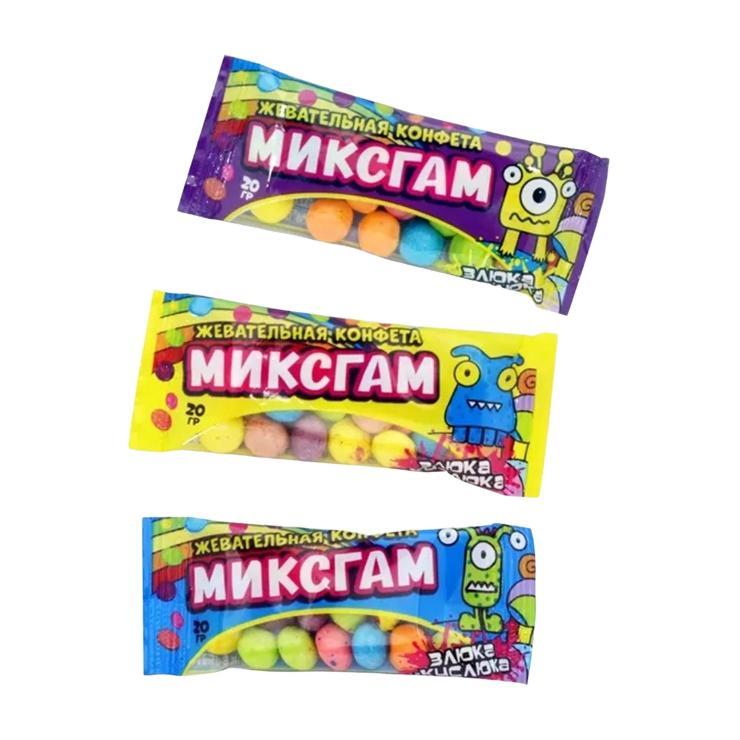 Конфеты жевательные Миксгам Злюка-кислюка фруктовые 20 гр., флоу-пак