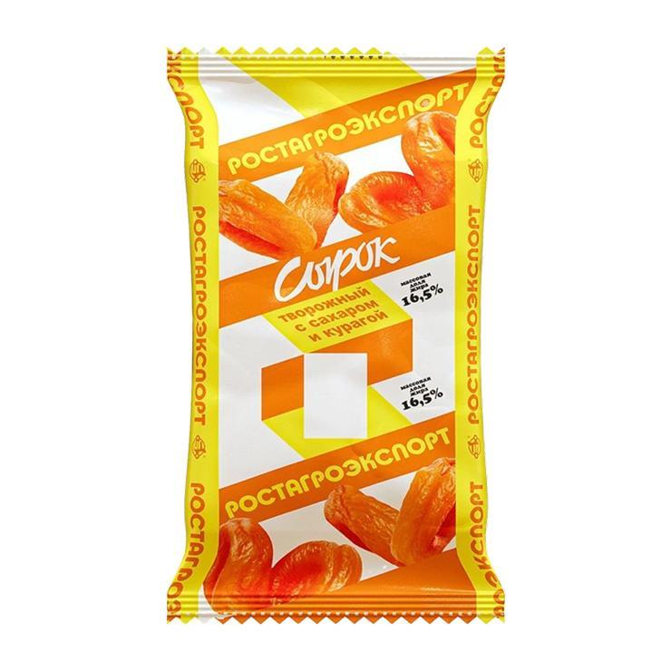 Сырок Ростагроэкспорт творожный курага 16,5% 90 гр., флоу-пак