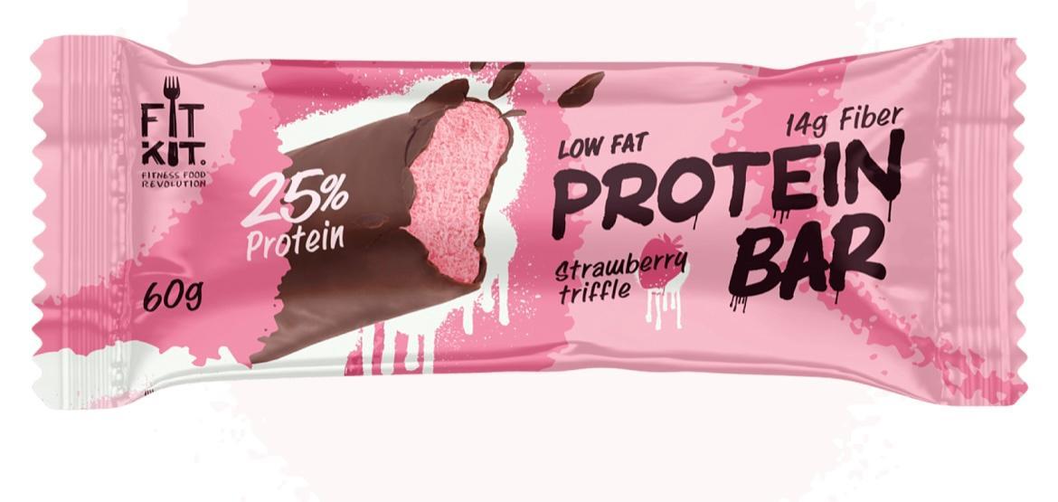 Батончик глазированный Клубничный трайфл Protein Bar 60 гр., флоу-пак