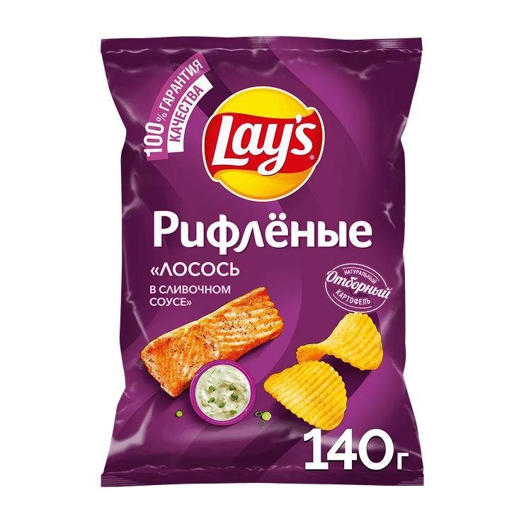 Чипсы Lay's лосось в сливочном соусе рифленые 140 гр., флоу-пак