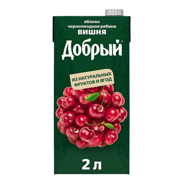 Нектар Добрый яблоко вишня Рябина, 2 л., тетра пак
