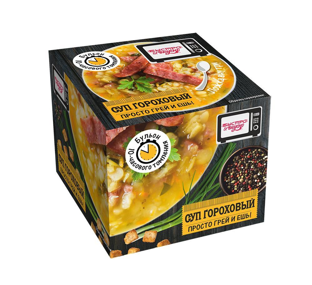 Суп Быстро&вкусно Гороховый с копченостями замороженный 250 гр., ПЭТ