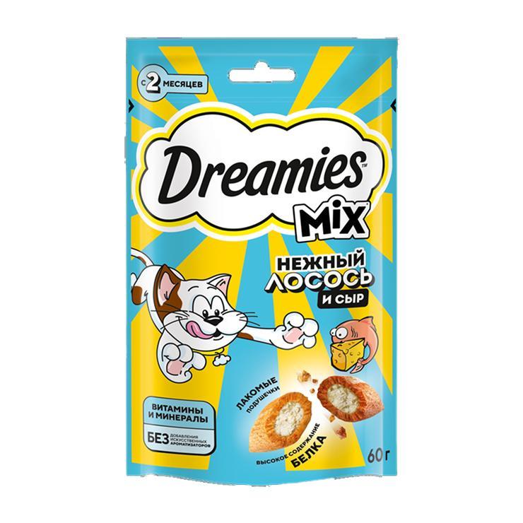 Лакомство для кошек Dreamies с добавлением лосось сыр 60 гр., пауч