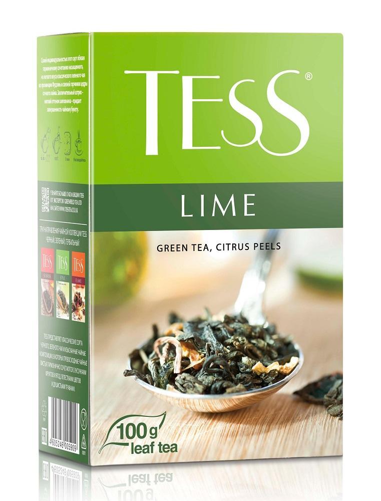 Чай Tess Lime с ароматом лайма зеленый байховый 100 гр., картон