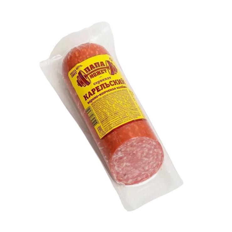 Колбаса Папа может Сервелат карельский варено-копченый срез 280 гр., вакуум