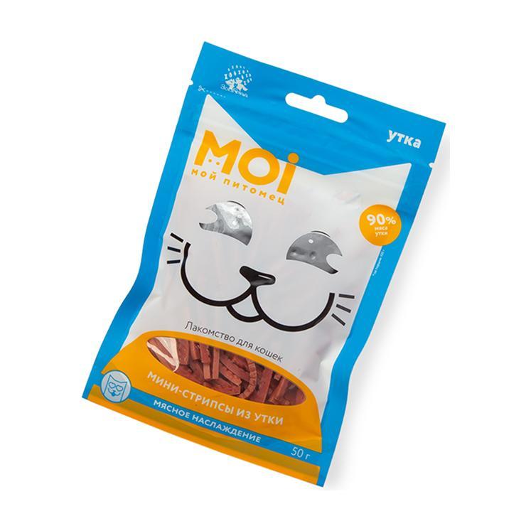 Лакомство для кошек MOI мини-стрипсы из утки 50 гр., пакет