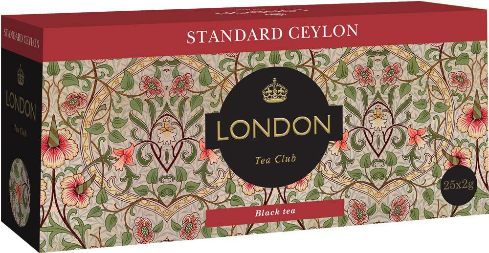 Чай London Tea Club Standard Ceylon черный 25 пакетиков, 50 гр., картон