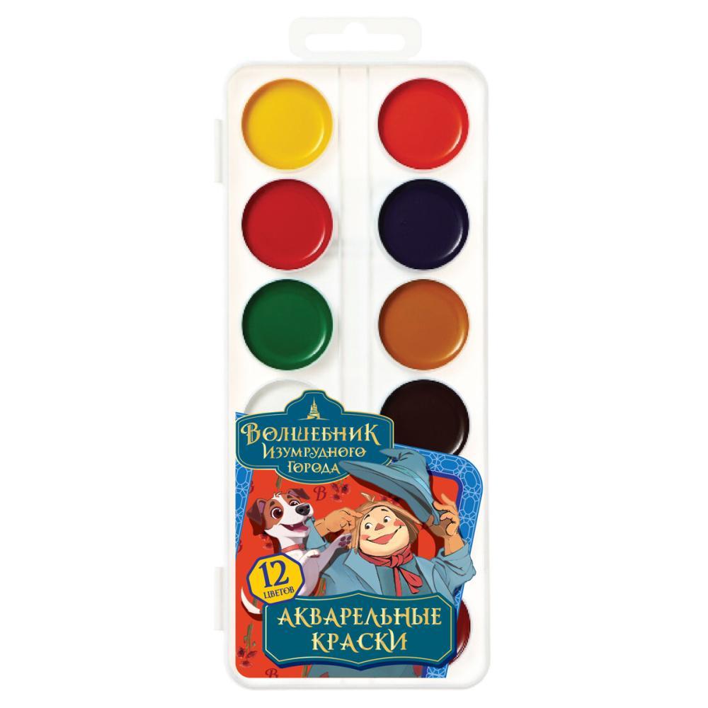 Акварель Мульти-Пульти волшебник изумрудного города медовая 12 цветов без кисти пластик, пакет