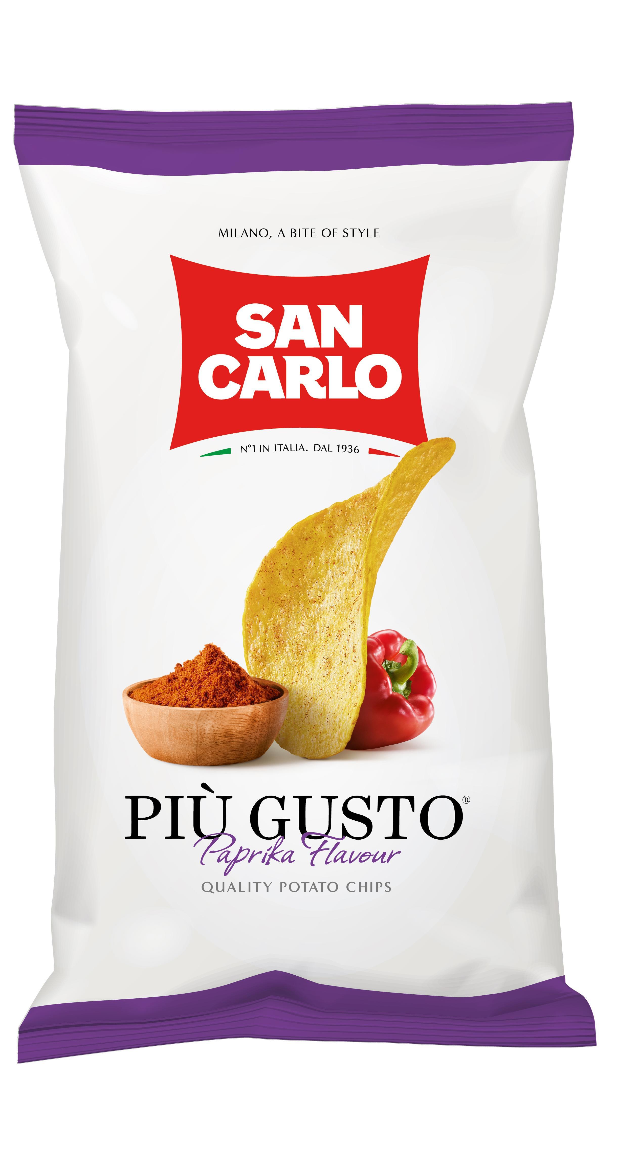 Чипсы San Carlo piu gusto картофельные с паприкой, 150 гр., флоу-пак