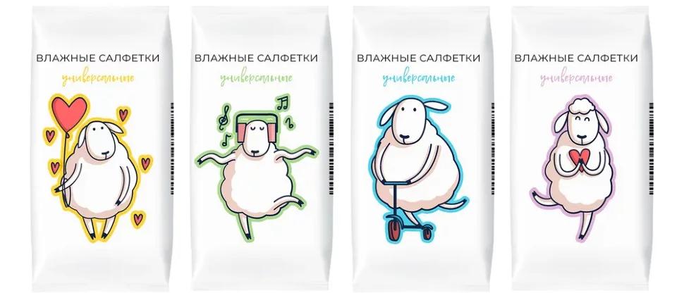 Салфетки влажные Cotto овечка универсальные 8 шт., флоу-пак