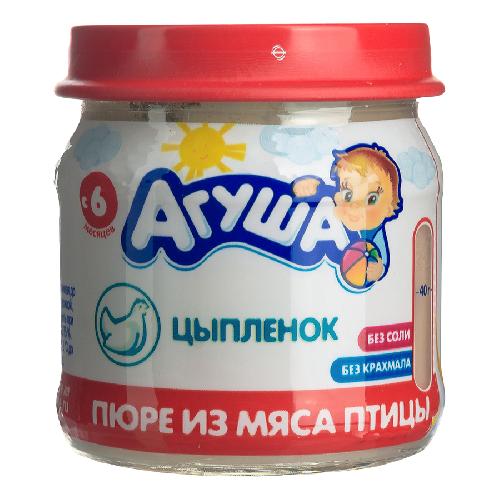 Пюре мясное Агуша цыпленок с 6 месяцев 80 гр., стекло