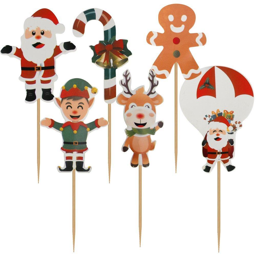 Топпер для украшения Мультидом новогодняя компания 6 штук 14 см., пакет