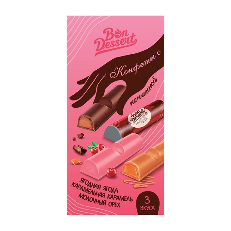 Конфеты шоколадные Bon Dessert ассорти 3 вкуса 200 гр., картон