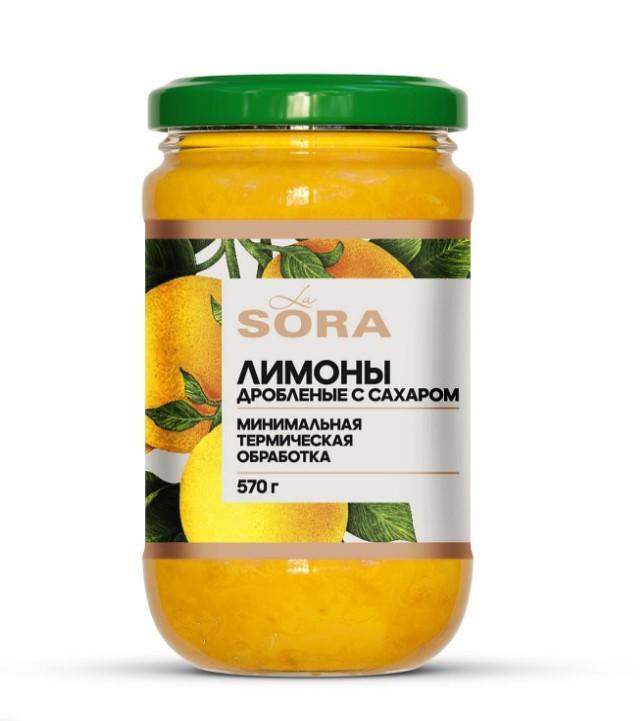 Лимоны La Sora дробленые с сах. Беларусь, 570 гр., стекло