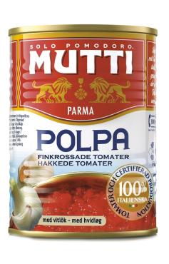 Томаты Mutti резаные кубиками в томатном соке с чесноком, 390 гр., ж/б