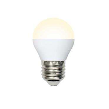 Лампа светодиодная, форма шар, матовая, теплый белый свет (3000K), LED-G45-9W/WW/E27/FR/NR, Volpe Norma, 44 гр., картонная коробка