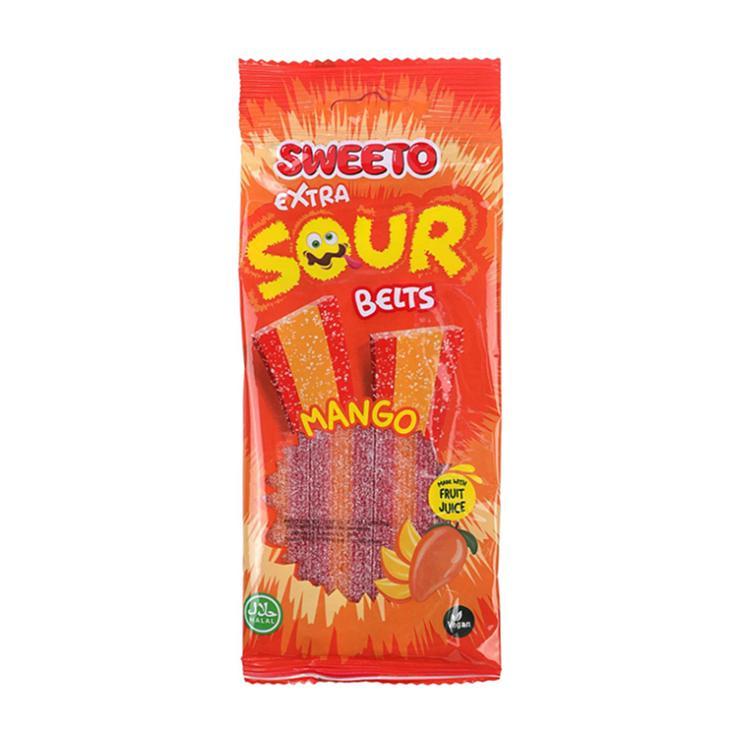 Мармелад жевательный Sweeto супер кислый ремешок манго 75 гр., флоу-пак