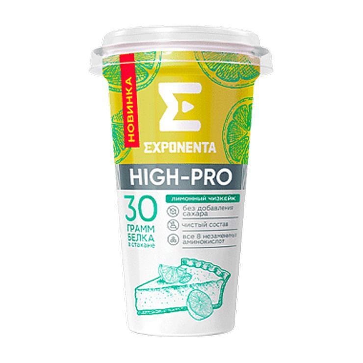 Напиток кисломолочный Exponenta High-Pro обезжиренный обогащенный белком вкус лимонный чизкейк 250 гр., стакан