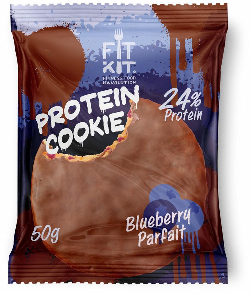 Протеиновое печенье в шоколаде Fit Kit Chocolate Protein Cookie черничное парфе 50 гр., флоу-пак