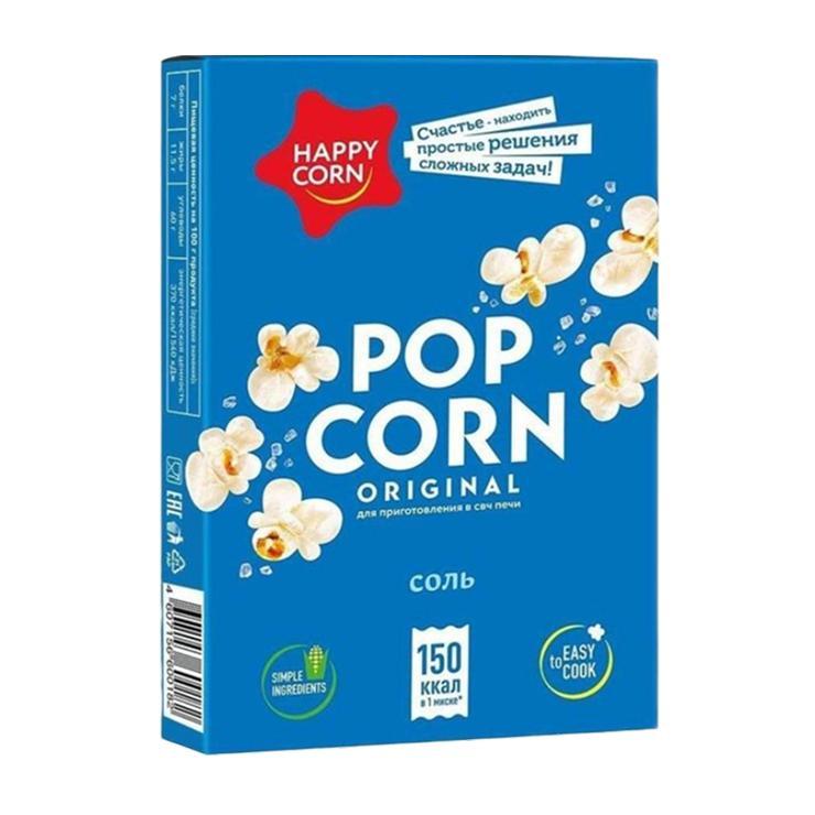 Попкорн Happy Corn соленый для приготовления в микроволновой печи 100 гр., картон