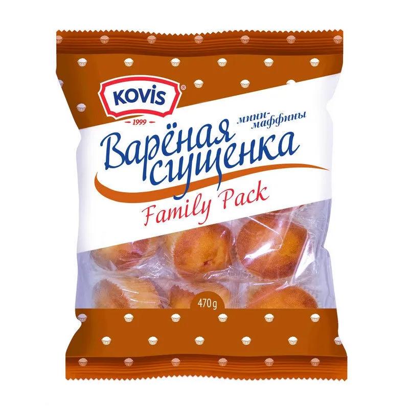 Мини-маффины Kovis варёная сгущёнка family pack 470 гр., флоу-пак